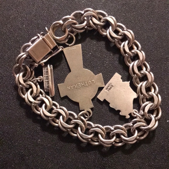 Silver Charm Bracelet with Cross and Lassies Charms - Picture 4 of 13